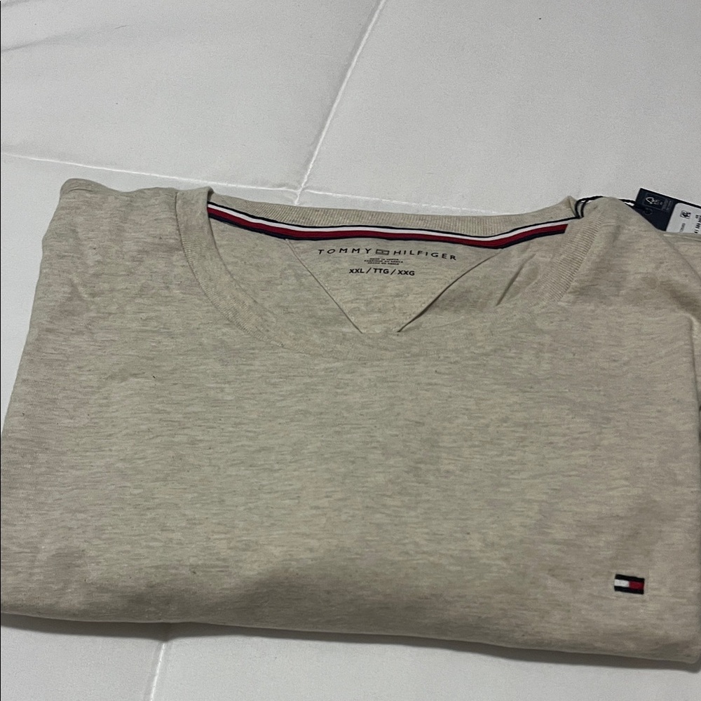 Tommy Hilfiger Light Tan V-Neck Tee